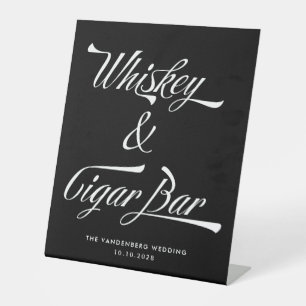 Schwarze Vintage Typografie Whiskey Cigar Bar Wedd Sockelschild