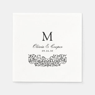 Schwarze Vintage-Verzierte Klassische Monogramm-Ho Serviette