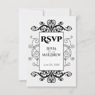 Schwarze Vintage-Wirbel RSVP-Karte RSVP Karte