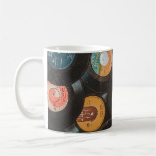 Schwarze Vinyl-Klassikerplatten Kaffeetasse