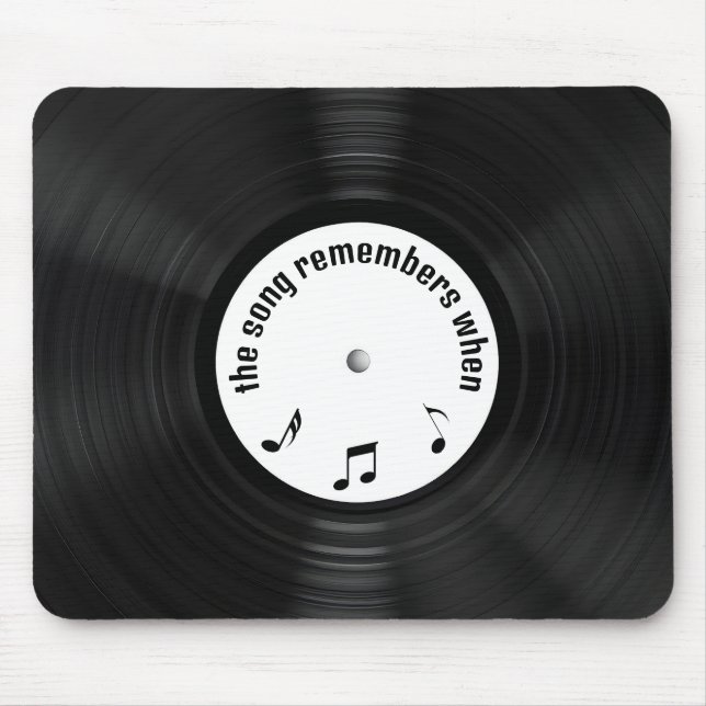 Schwarze Vinyl LP-Aufnahme mit Liedtitel Mousepad (Vorne)