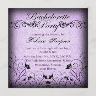 Schwarze & violette florale elegante Einladung zum