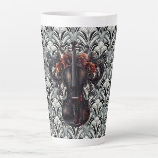 Schwarze Violine in Art Deco GMajor Keramik Latte Milchtasse