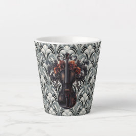 Schwarze Violine in Art Deco GMajor Keramik Latte Milchtasse
