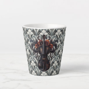 Schwarze Violine in Art Deco GMajor Keramik Latte Milchtasse