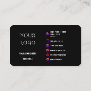 Schwarze Visitenkarte - Ihre Farben und Ihr Schrif