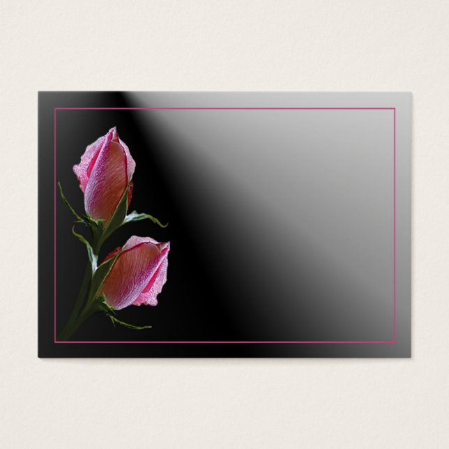 Schwarze Visitenkarte mit doppelter Rose (Vorderseite)