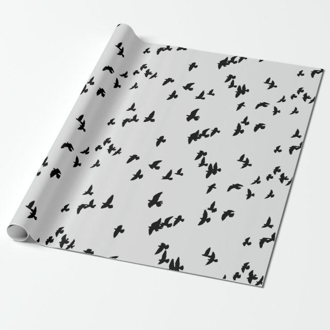 Schwarze Vögel gotisch fliegen Geschenkpapier (Ungerollt)