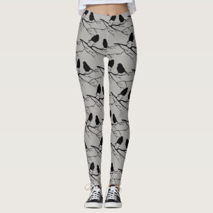 Schwarze Vogel-Silhouette-niedliche Vogel-Kunst Leggings