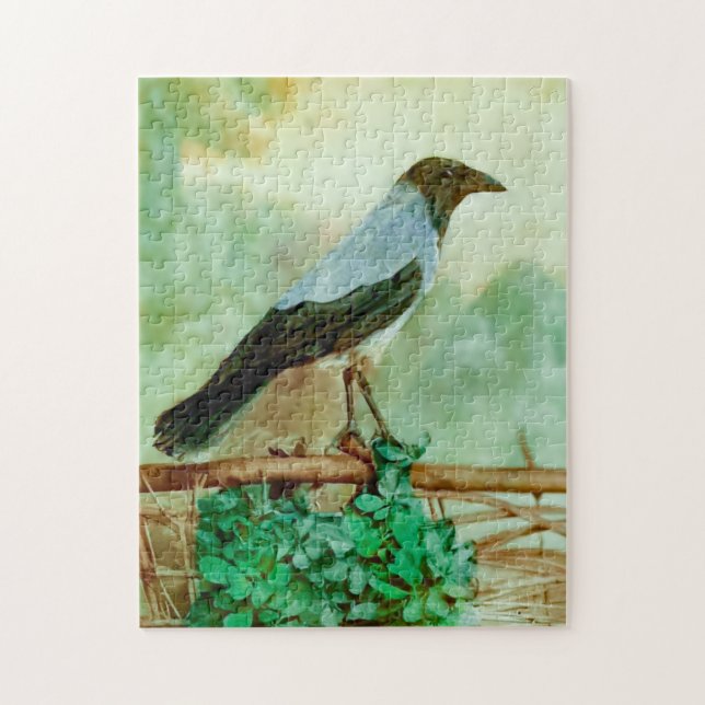 Schwarze Vogelbild Puzzle (Vertikal)