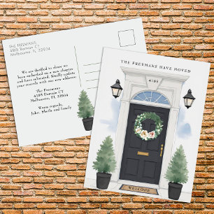 Schwarze Vordertür Neue Adresse verschieben Postka Postkarte