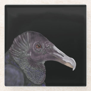 Schwarze Vulture-Illustration Glasuntersetzer