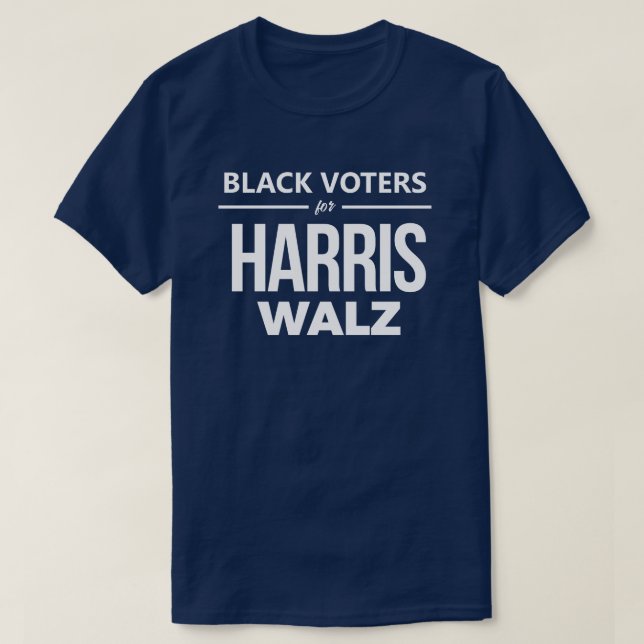 Schwarze Wähler für Harris Walz T-Shirt (Design vorne)
