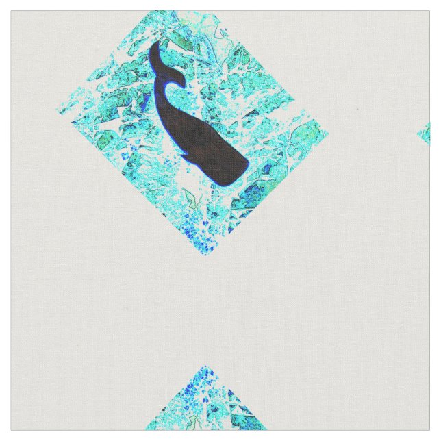 Schwarze Wale Muster blau/weiß Stoff (Nahaufnahme)