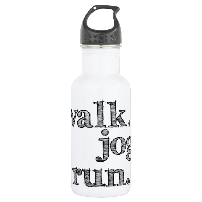 SCHWARZE WALK JOG RUN (Schriftart GELADEN) Trinkflasche (Vorderseite)