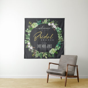 SCHWARZE WASSERFARBE BRIDAL SHOWER WILLKOMMEN WANDTEPPICH