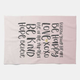 Schwarze Wasserfarbe Inspirative Worte Gold Herz Geschirrtuch