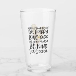 Schwarze Wasserfarbe Inspirative Worte Gold Herz Glas
