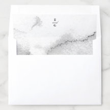 Schwarze Wasserfarbe und Monogramm Hochzeit