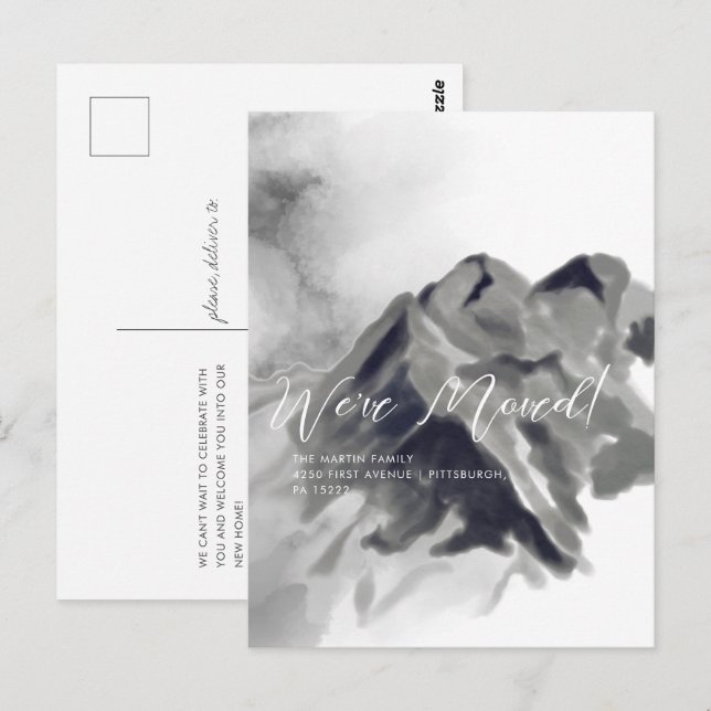 Schwarze Wasserfarbengebirge - Ankündigung Postkarte (Vorne/Hinten)