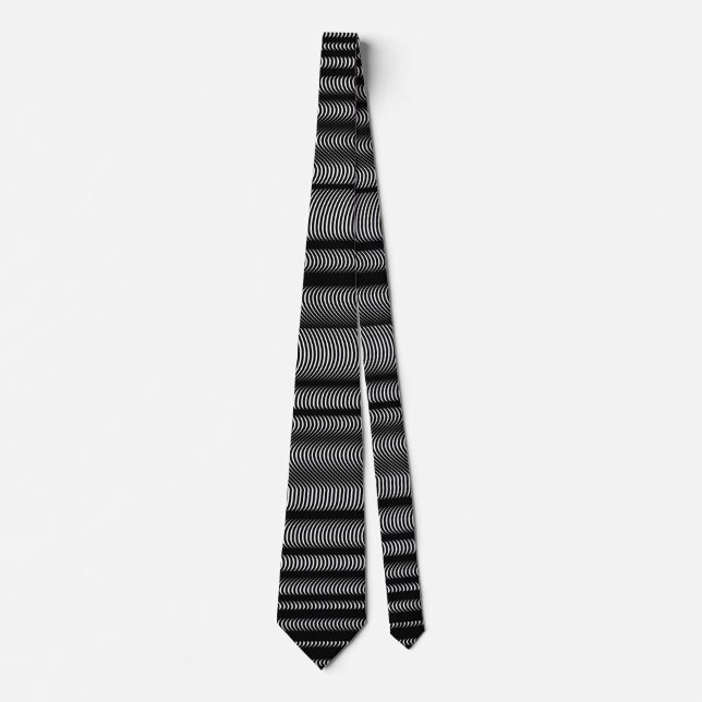 Schwarze Wavy Lines - auf Weiß Krawatte (Vorderseite)