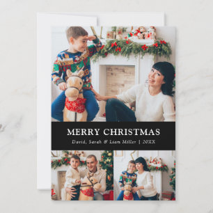 Schwarze Weihnachts-Fotocollage-Karte Feiertagskarte