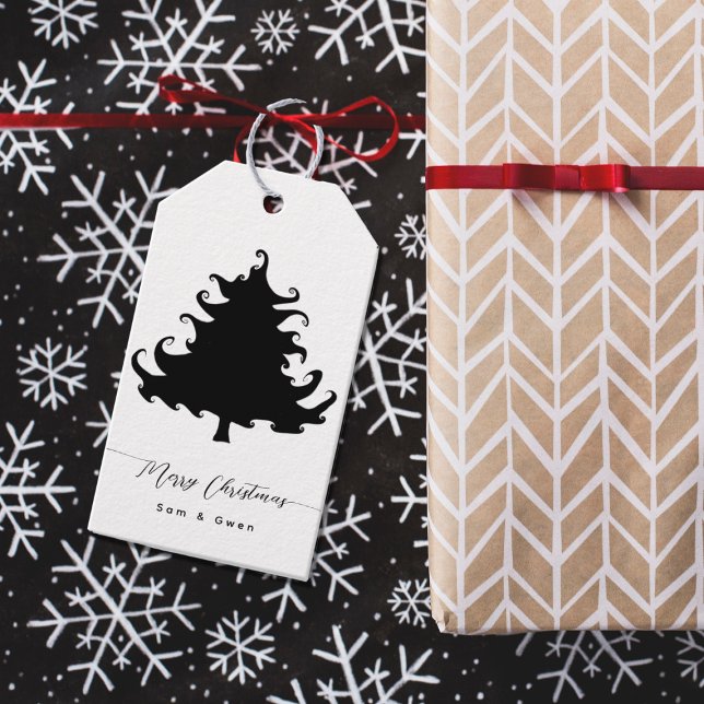 Schwarze Weihnachtsbaum-Geschenkanhänger Geschenkanhänger (Von Creator hochgeladen)