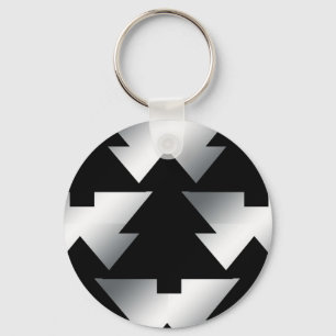 Schwarze Weihnachtsbäume auf Silber Schlüsselanhänger