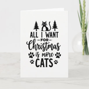 Schwarze Weihnachtsbaumkarte mit Katze Karte