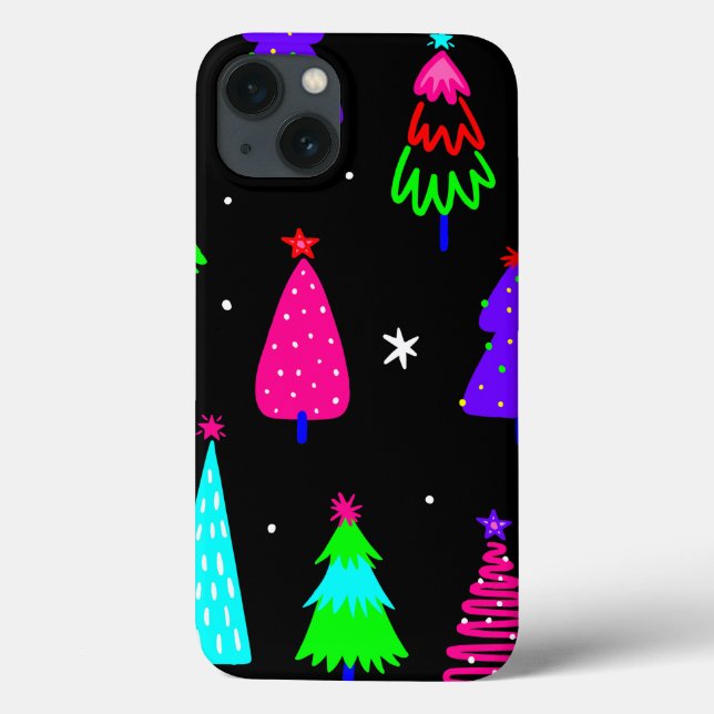 Schwarze Weihnachtsbaumkunst, bunt Pop Case-Mate iPhone Hülle (Rückseite)