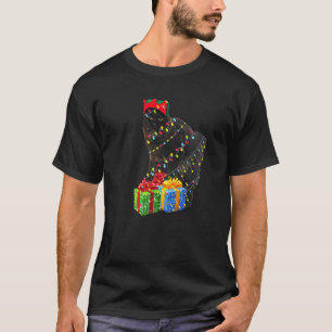 Schwarze Weihnachtsbaumlichter mit Weihnachtsgesch T-Shirt