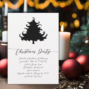 Schwarze Weihnachtsfeier-Einladungen mit Baum-Moti Einladung