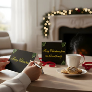 Schwarze Weihnachtskarte mit Gold – Familie an Fam Dankeskarte