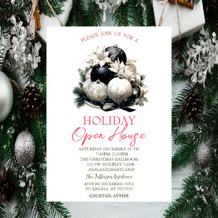 Schwarze Weihnachtskugeln Holiday Open House Einladung