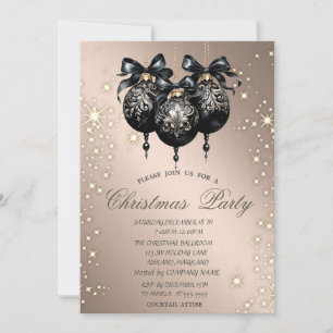 Schwarze Weihnachtskugeln Rose Gold Weihnachtsfeie Einladung