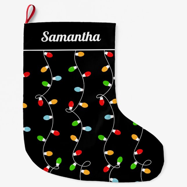 Schwarze Weihnachtslichter als Geschenk Großer Weihnachtsstrumpf (Vorderseite)