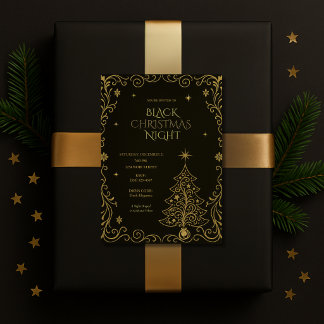 Schwarze Weihnachtsnacht - Elegante Party-Einladun Einladung