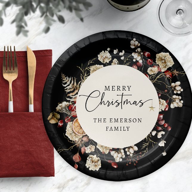 Schwarze Weihnachtsscheibe Pappteller (Black Christmas Paper Plate
)