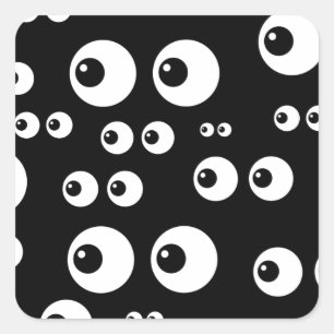 schwarze weiße Augen Quadratischer Aufkleber