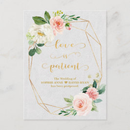 Schwarze weiße Blume Gold Liebe ist Geduld Hochzei Postkarte