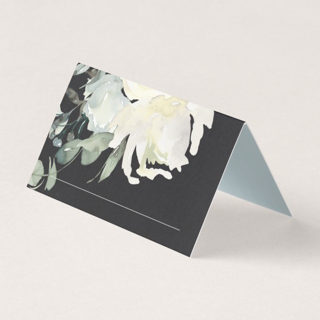 SCHWARZE, WEISSE, BLUMENBUNCHBREITE PLATZKARTEN (Vorderseite)