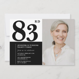 Schwarze Weiße Chic-Foto 83. Geburtstag Einladung