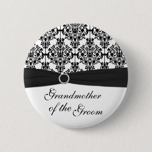 Schwarze, weiße Damast-Großmutter des Button