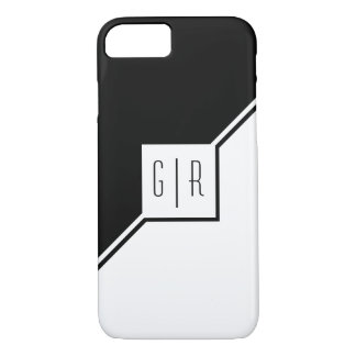 Schwarze, weiße Dreiecke, monogramm moderne geomet Case-Mate iPhone Hülle