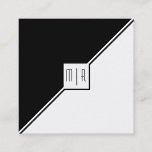 Schwarze, weiße Dreiecke, monogramm moderne geomet Quadratische Visitenkarte