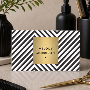 Schwarze Weiße Gold Moderne Friseur Visitenkarte