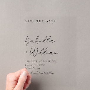 Schwarze & Weiße Minimalistische Hochzeit - Save T Acryleinladungen