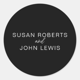 Schwarze & Weiße Moderne Hochzeit  Runder Aufkleber