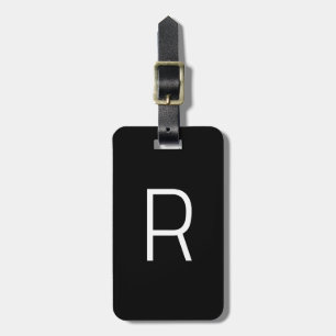 Schwarze weiße Monogramm-Initialen Geschenk benutz Gepäckanhänger