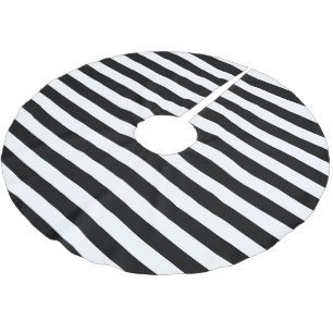 Schwarze weiße parallele Streifen Weihnachten Urla Polyester Weihnachtsbaumdecke